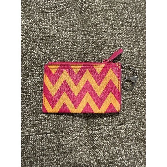 Vera Bradley Chevron Key Chain Wallet Small Pink Orange - Picture 3 of 7